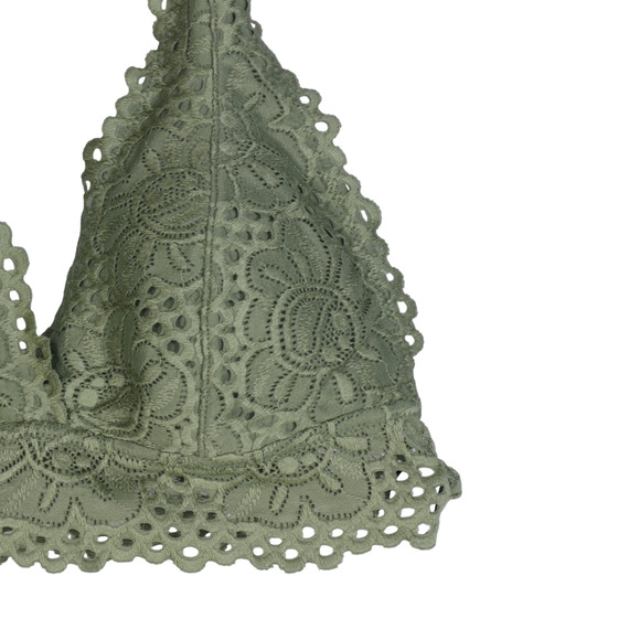 Aero Green Bralette Bra Womens Large Unlined Halter Stretch Lace Sexy Padded - Picture 2 of 8